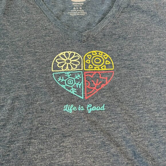 Life is Good Four Seasons Heart SS Tee, Dark Blue, Women's Large - Picture 2 of 6